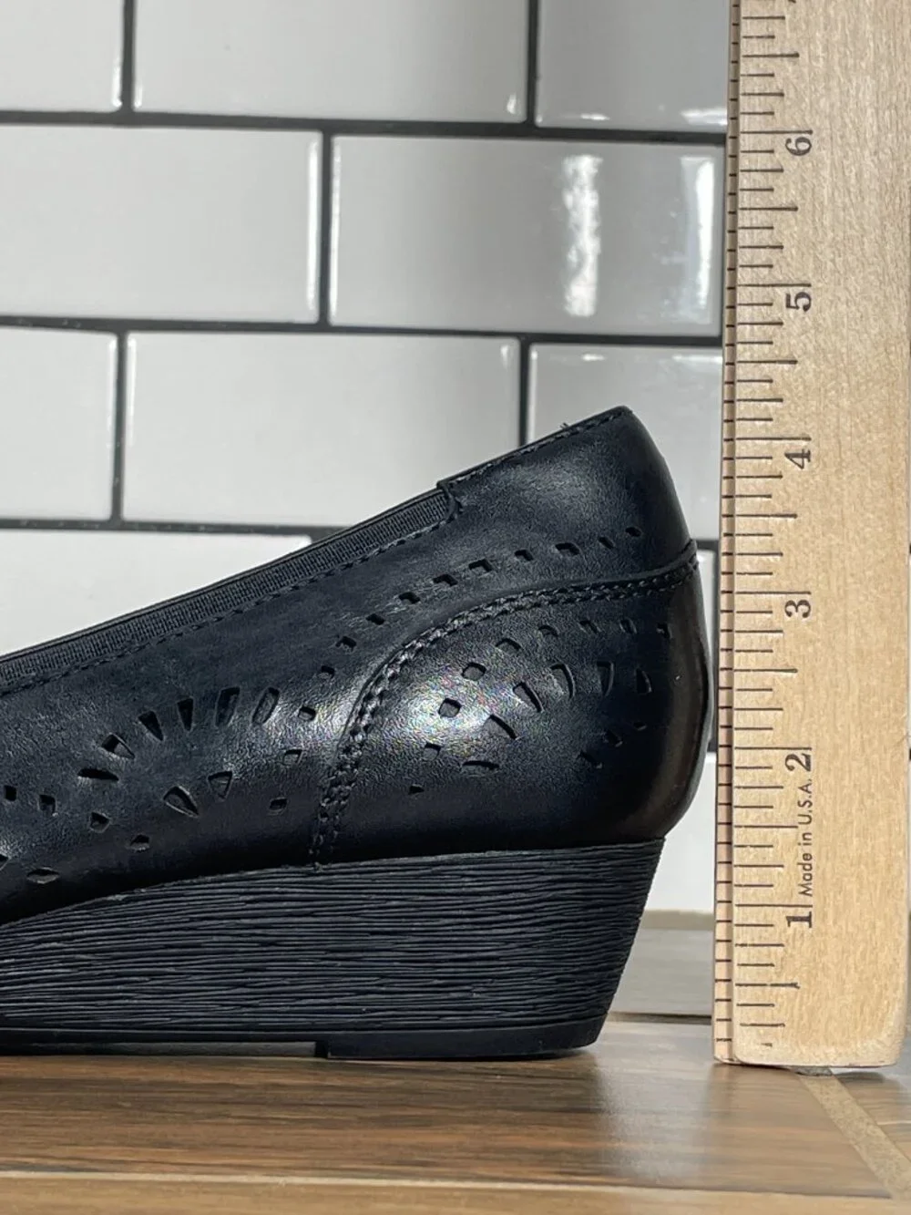 Rockport Cobb Hill Judson Perf Shoes Womens 8.5 Wide Black Leather Pumps Heels